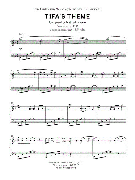 Tifa Theme Piano Sheet Easy: A Simple Yet Powerful Arrangement for All Skill Levels