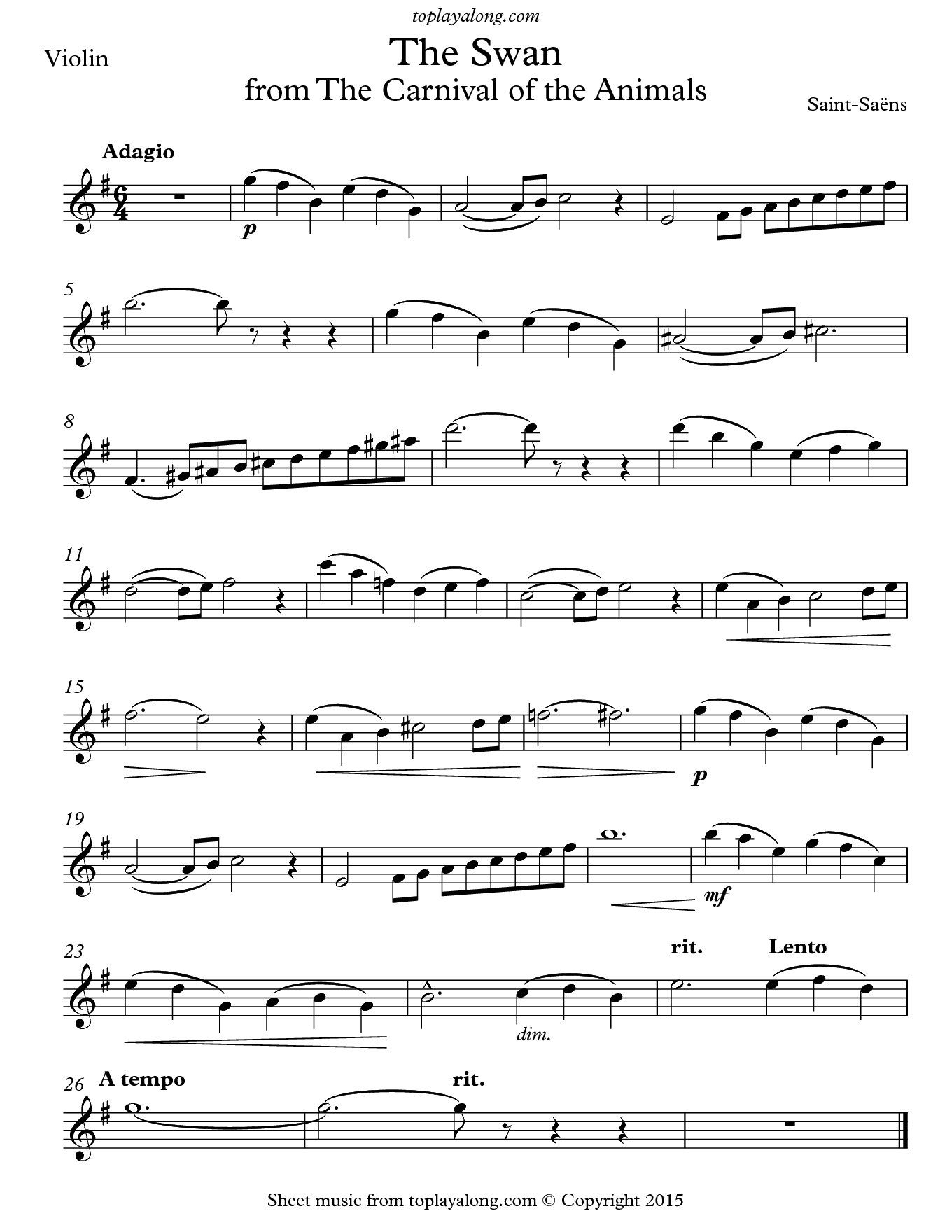 The Swan Sheet Music for Violin: A Beautiful Journey Through Saint-Saëns' Masterpiece