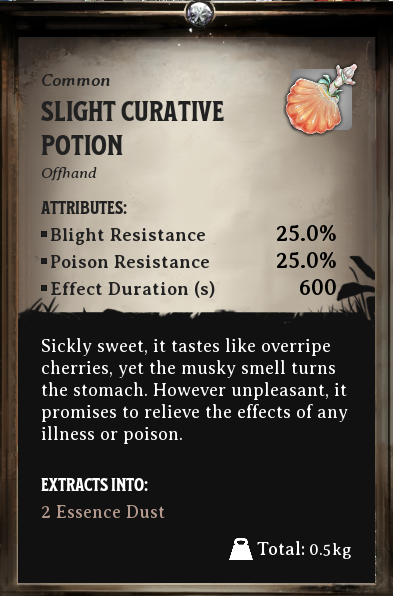 Slight Curative Potion in Nightingale: A Detailed Guide to Healing and Crafting
