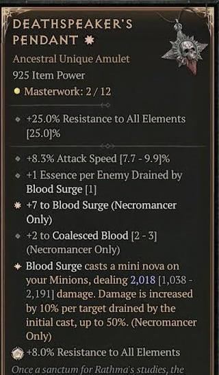 Deathspeaker's Pendant in Diablo 4: What Is the Deal?