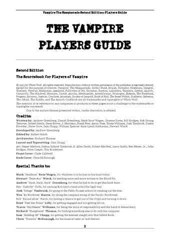 Ancillae VTM: Problems and Solutions for Players